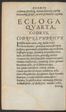 Ecloga Quarta, Codrus.