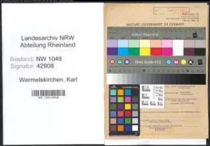 Entnazifizierung Karl Wermelskirchen , geb. 06.03.1900 (Landwirt)