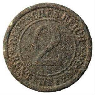Fundmünze, 2 Rentenpfennig, 1923