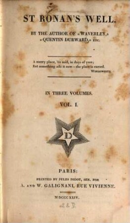 St. Ronan's Well : in three volumes, 1