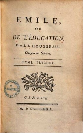 Emile, ou de l'Education, 1