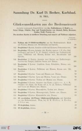 Glückwunschkarten aus der Biedermeierzeit (Nr. 341-371)