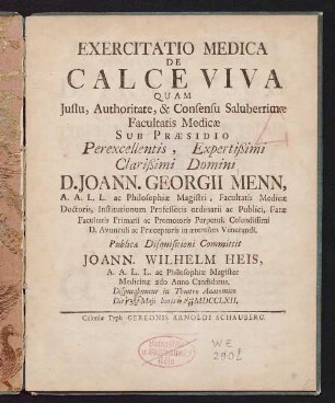 Exercitatio Medica De Calce Viva