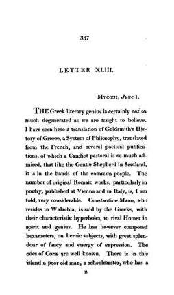 XLIV. Myconi. - Greek literary genius. Reflexions on the effects of the Greek literature on mankind.