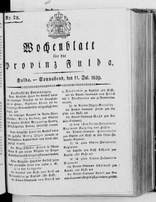 Nr. 28, Ausgabe vom 11. Juli 1829