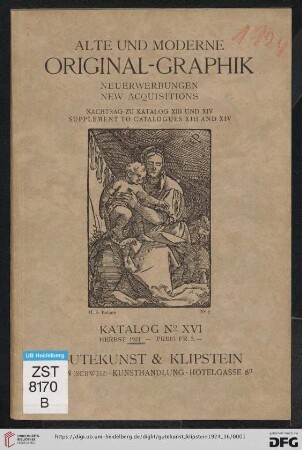 Nr. 16: Katalog / Gutekunst & Klipstein