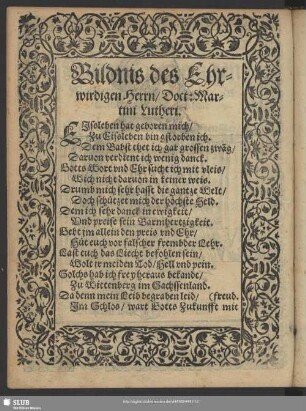 Bildnis des Ehrwirdigen Herrn, Doct: Martini Lutheri