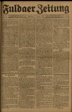 Ausgabe vom Dienstag, den 27. Januar 1920.