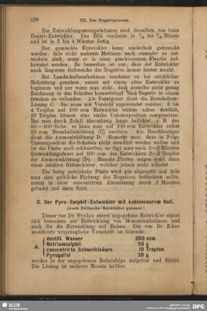 C. Der Pyro-Sulphit-Entwickler mit kohlensaurem Kali.