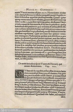8. De tertia latitudinis specie Veneris et Mercurij, quam voant Deviationem.