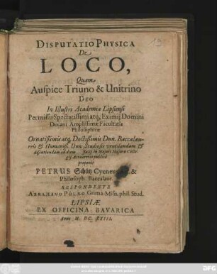 Disputatio Physica De Loco