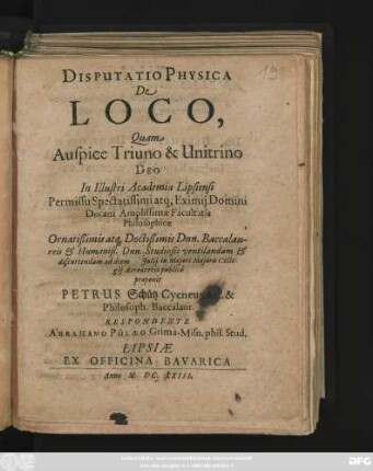 Disputatio Physica De Loco