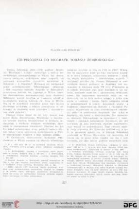 Uzupełnienia do biografii Tomasza Żebrowskiego