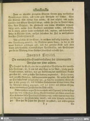 Zweytes Capitel. Die monarchische Staatsverfassung hat überwiegende Vorzüge vor jeder andern