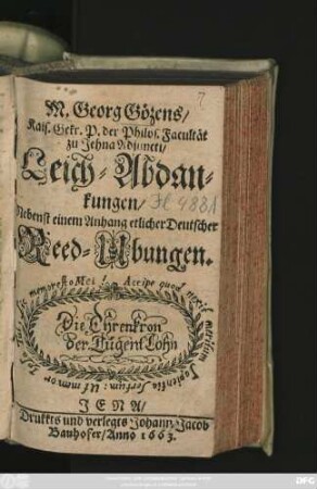 M. Georg Gözens/ ... Leich-Abdankungen