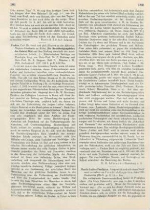 182-183 [Rezension] Martin Luthers Predigten ; Ausgewählt und mit einem Nachwort versehen von Friedrich Gogarten
