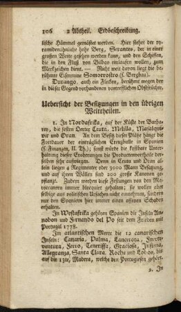Uebersicht der Besitzungen in den übrigen Welttheilen.