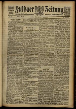 Erste Ausgabe vom Mittwoch, den 08. Mai 1912.