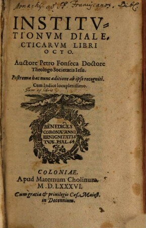 Institvtionvm Dialecticarvm Libri Octo : Cum Indice locupletissimo