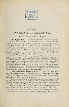Magnetische Kraftfelder : die Erscheinungen des Magnetismus, Elektromagnetismus und der Induktion dargestellt auf Grund des Kraftlinien-Begriffes