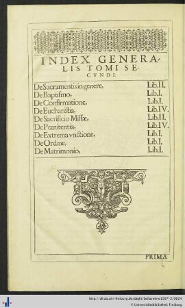 Index Generalis Tomi Secundi.