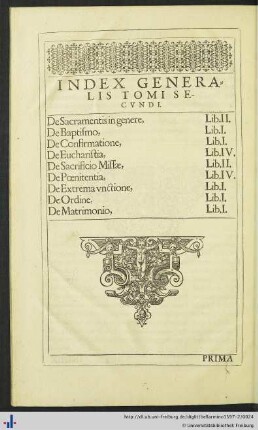 Index Generalis Tomi Secundi.