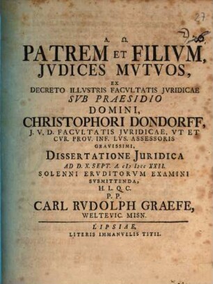 Patrem et filium iudices mutuos