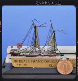 Miniaturmodell der französischen Galeere "Die Reale" aus dem 17. Jahrhundert