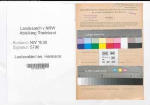 Entnazifizierung Hermann Luetzenkirchen , geb. 11.04.1895 (Angestellter)