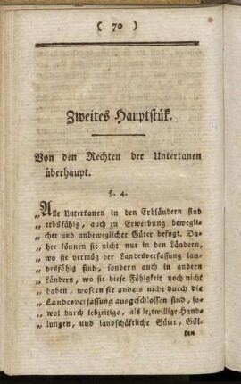 Zweites Hauptstück. Von den Rechten der Untertanen überhaupt.