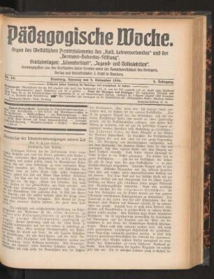 Hauptzüge der Schulreformbewegungen unserer Zeit : (Fortsetzung statt Schluß)