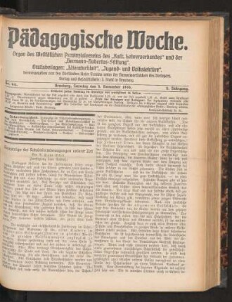 Hauptzüge der Schulreformbewegungen unserer Zeit : (Fortsetzung statt Schluß)