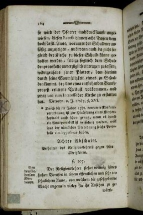 Achter Abschnitt. Verhalten des Religionslehrers gegen seine Obrigkeiten.