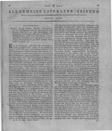 Kant, I.: Vorlesungen über die Metaphysik. Erfurt: Keyser 1821
