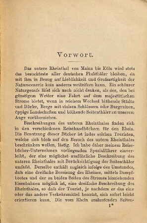 Das Rheinthal von Mainz bis Köln und seine Seitenthäler : Mit Spezial-Kt. u. Pl.