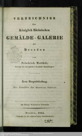 1: Die Gemälde der äusseren Galerie