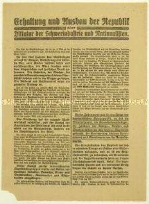 Aufruf der Vereinigten SPD zur Reichstagswahl am 4. Mai 1924