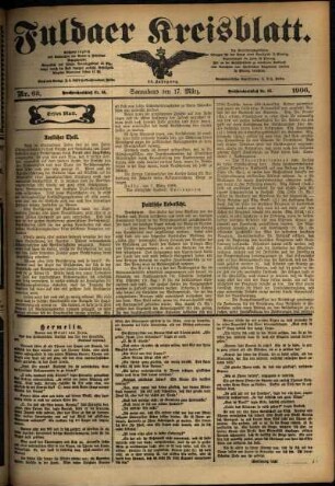 Erste Ausgabe vom Samstag, den 17. März 1906.