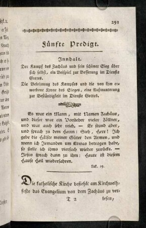 291-308, Fünfte Predigt.