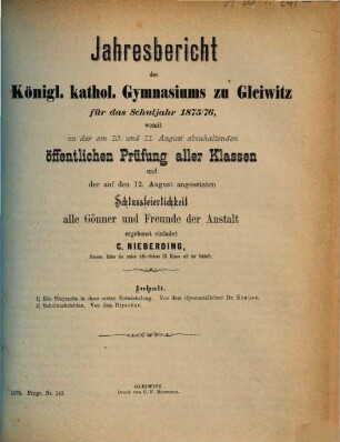 Jahresbericht : für das Schuljahr .... 1875/76
