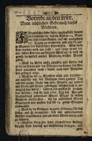 Vorrede an den Leser : Vom nuetzlichen Gebrauch dieses Buechleins