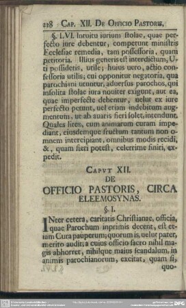 Caput XII. De Officio Pastoris, Circa Eleemosynas