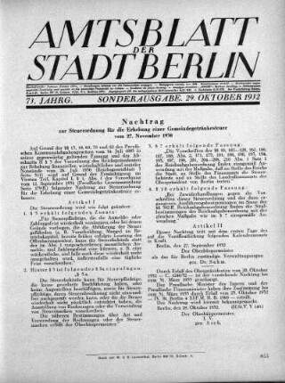 Sonderausgabe, 29. Oktober 1932