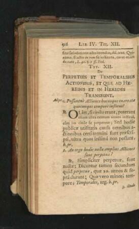 Tit. XII. De Perpetuis Et Temporalibus Actionibus, Et Quae Ad Haeredes Et In Heredes Transeunt.