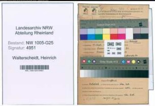 Entnazifizierung Heinrich Walterscheidt , geb. 11.09.1913 (Kaufmann)