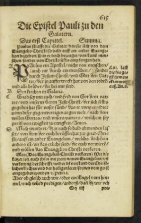 Die Epistel Pauli zu den Galatern.