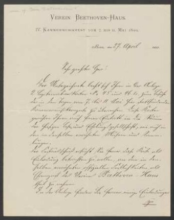 Brief an Wilhelm Berger : 27.04.1899