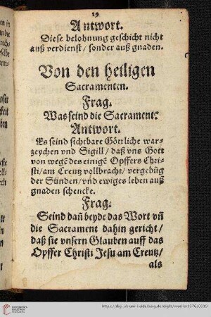 Von den heiligen Sacramenten