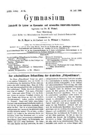Zur schulmäßigen Behandlung der deutschen "Präpositionen"