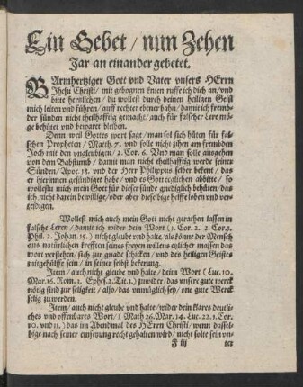 Ein Gebet/ nun Zehen Jar an einander gebetet.